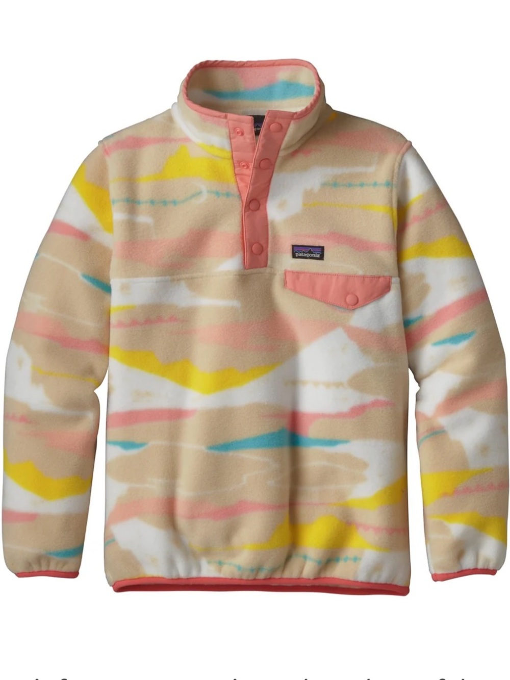 Patagonia Kids/Girls Lightweight Synchilla Snap-T Pullover In Light Sesame